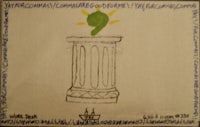 a drawing of a column with a green light on it