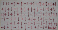 a piece of paper with red writing on it
