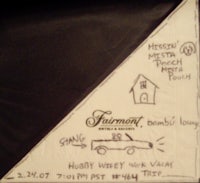 a napkin with a drawing of a car